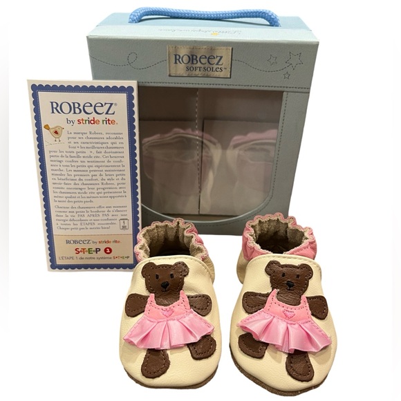 Robeez Other - 🧸 Robeez Soft Soles Baby Shoes | Size 0-6 Months | Girls | Ballerina Bear Cream